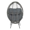 Armchair Nestie pakoworld wicker rattan grey-metal grey legs-grey cushion 102x80x155cm