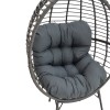 Armchair Nestie pakoworld wicker rattan grey-metal grey legs-grey cushion 102x80x155cm