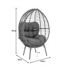 Armchair Nestie pakoworld wicker rattan grey-metal grey legs-grey cushion 102x80x155cm