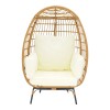 Armchair Frox pakoworld wicker rattan natural-metal natural-black legs-beige cushion 96x76x145cm