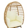Armchair Frox pakoworld wicker rattan natural-metal natural-black legs-beige cushion 96x76x145cm