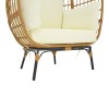 Armchair Frox pakoworld wicker rattan natural-metal natural-black legs-beige cushion 96x76x145cm