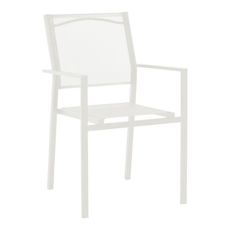 Armchair Confidence pakoworld white metal and white textilene 54x54x86cm Armchair Confidence pakoworld white metal and white textilene 54x54x86cm