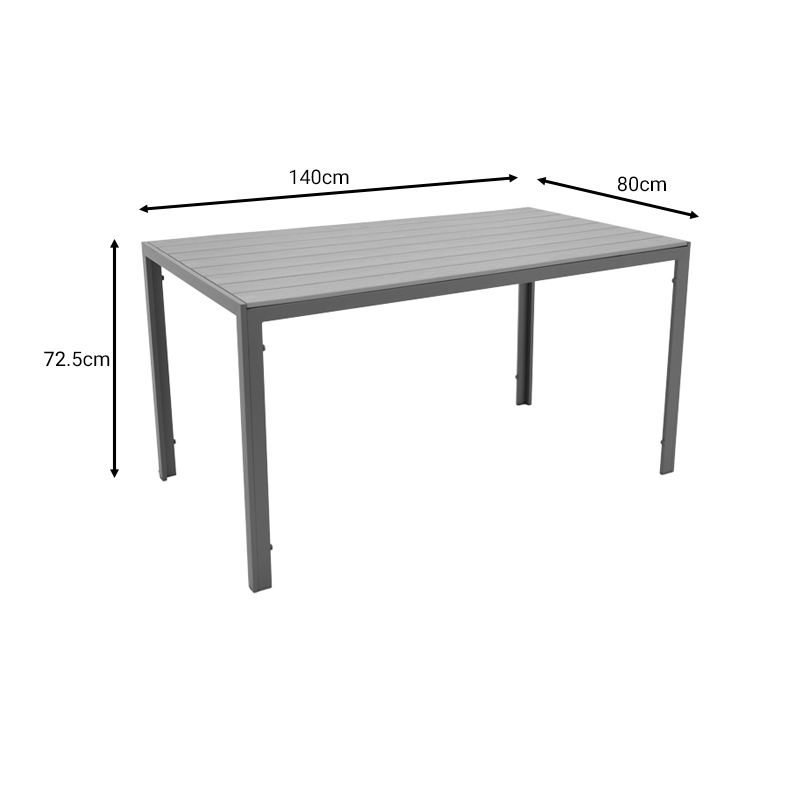 Nares table pakoworld aluminum anthracite-plywood natural 140x80x72.5cm Nares table pakoworld aluminum anthracite-plywood natural 140x80x72.5cm