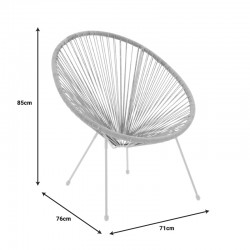 Garden armchair Acapulco pakoworld white metal - pe rattan in natural shade 71x76x85cm Garden armchair Acapulco pakoworld white metal - pe rattan in natural shade 71x76x85cm