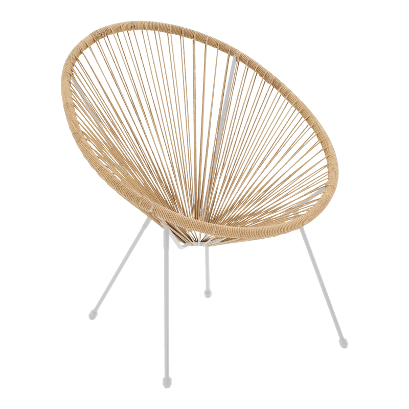 Garden armchair Acapulco pakoworld white metal - pe rattan in natural shade 71x76x85cm Garden armchair Acapulco pakoworld white metal - pe rattan in natural shade 71x76x85cm