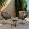 Acapulco table pakoworld black metal - pe rattan in black shade D50x50cm