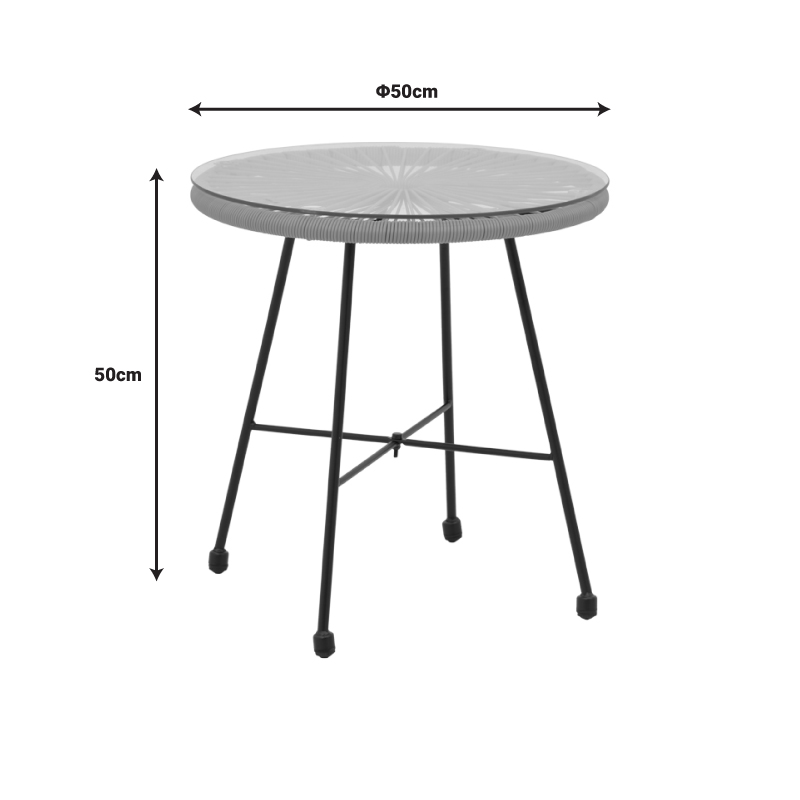 Acapulco pakoworld table black metal - pe rattan in natural shade D50x50cm Acapulco pakoworld table black metal - pe rattan in natural shade D50x50cm