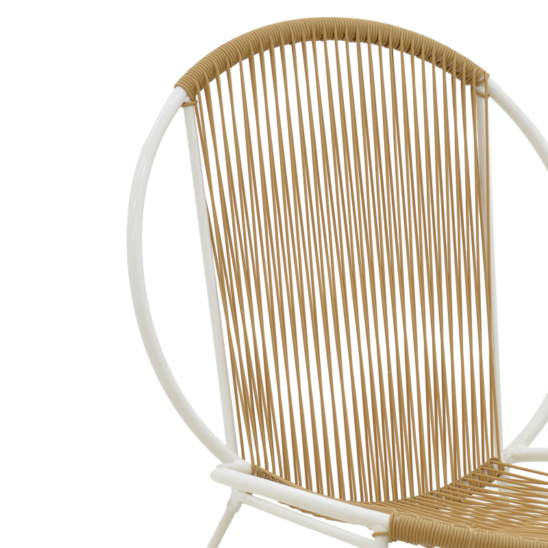 Καρέκλα κήπου Dapper pakoworld λευκό μέταλλο-pe φυσικό 64.5x74.5x76εκ