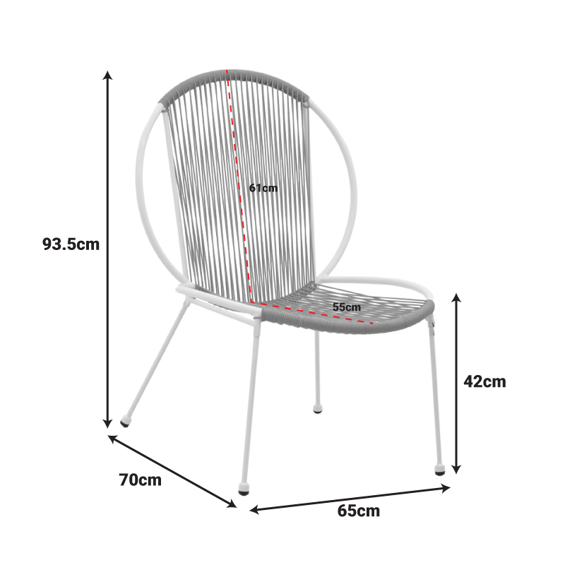 Dapper chair pakoworld metal white- pe natural 64.5x74.5x76cm Dapper chair pakoworld metal white- pe natural 64.5x74.5x76cm