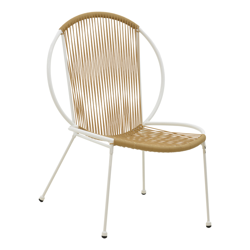 Dapper chair pakoworld metal white- pe natural 64.5x74.5x76cm