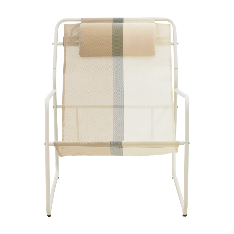 Faisty Chaise longue chair pakoworld metal white- textline grey-beige-cushion 65x83x86cm Faisty Chaise longue chair pakoworld metal white- textline grey-beige-cushion 65x83x86cm