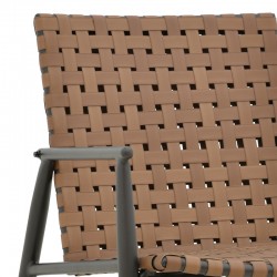 Πολυθρόνα κήπου Eamon  pakoworld αλουμίνιο μαύρο textilene καφέ 73,5χ62χ77εκ
