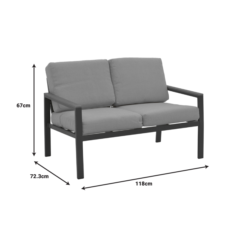 Fashionable pakoworld living room set of 4 pieces fabric in gray shade and aluminum in anthracite shade