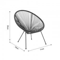 Set Acapulco pakoworld set of 3 black metal-black rattan-glass D50X50cm Set Acapulco pakoworld set of 3 black metal-black rattan-glass D50X50cm