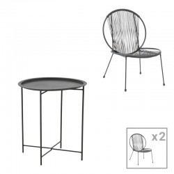 Set Dapper-Caius pakoworld set of 3 black metal-black pe D46x52cm Set Dapper-Caius pakoworld set of 3 black metal-black pe D46x52cm