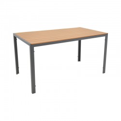 Dining table Nares-Moly A set of 5 pakoworld anthracite-black aluminum and plywood in natural color 140x80x72.5cm Dining table Nares-Moly A set of 5 pakoworld anthracite-black aluminum and plywood in natural color 140x80x72.5cm