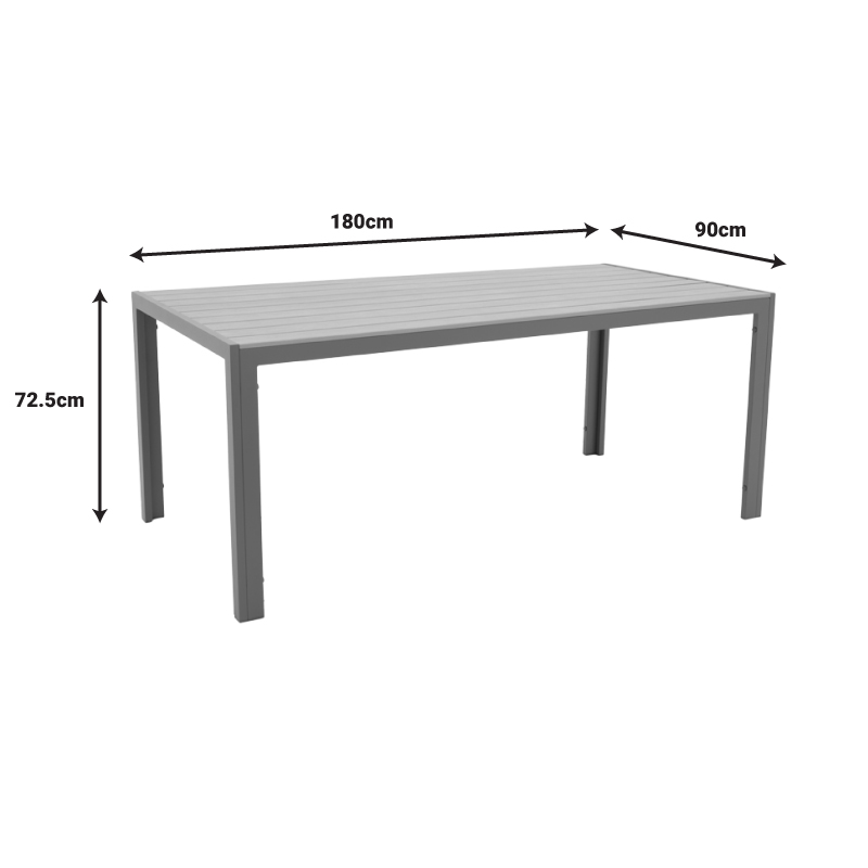 Dining table Nares-Moly B set of 5 pakoworld anthracite-black aluminum and plywood in natural color 140x80x72.5cm Dining table Nares-Moly B set of 5 pakoworld anthracite-black aluminum and plywood in natural color 140x80x72.5cm