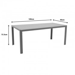 Dining table Nares-Moly C set of 5 pakoworld anthracite aluminum and textilene with plywood in natural color 180x90x72.5cm Dining table Nares-Moly C set of 5 pakoworld anthracite aluminum and textilene with plywood in natural color 180x90x72.5cm