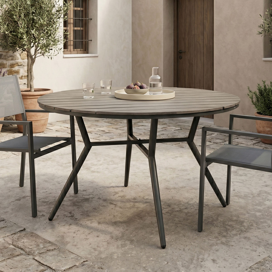 Appa pakoworld aluminum and plywood table in anthracite shade D120x74cm