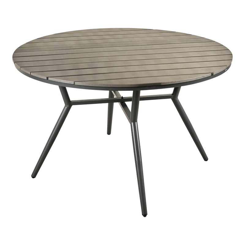 Τραπεζαρία Appa-Moly σετ 5τεμ pakoworld αλουμίνιο και plywood σε ανθρακί απόχρωση Φ120x74εκ