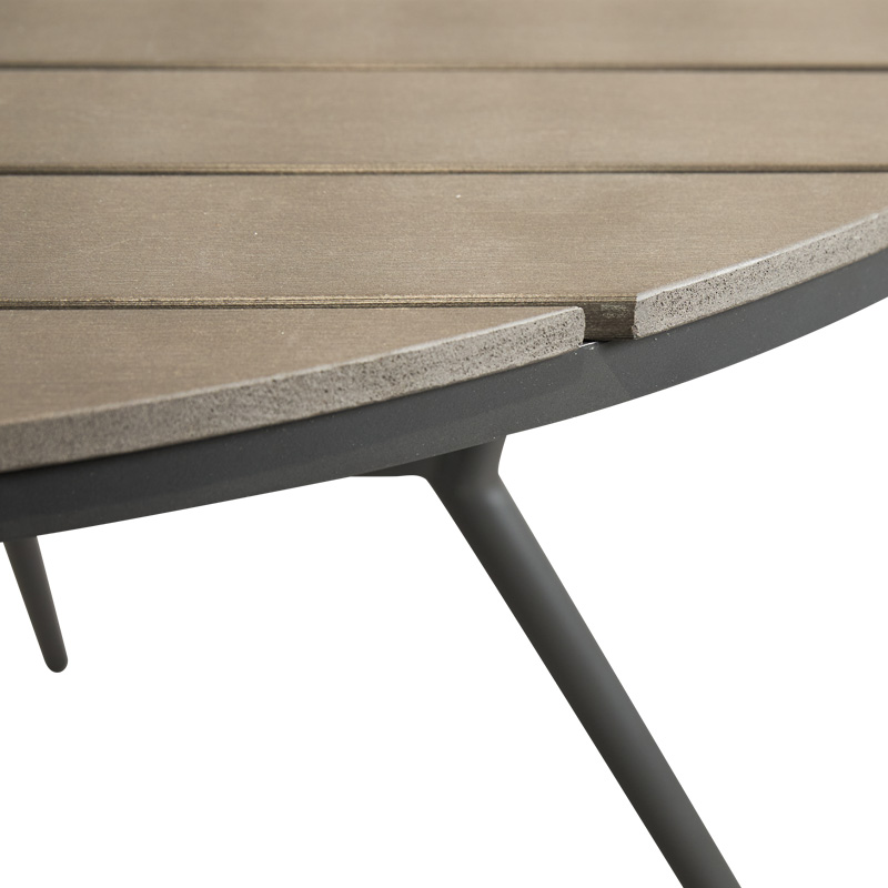 Appa-Moly dining table set of 5 pieces pakoworld aluminum and plywood in anthracite color Φ120x74cm