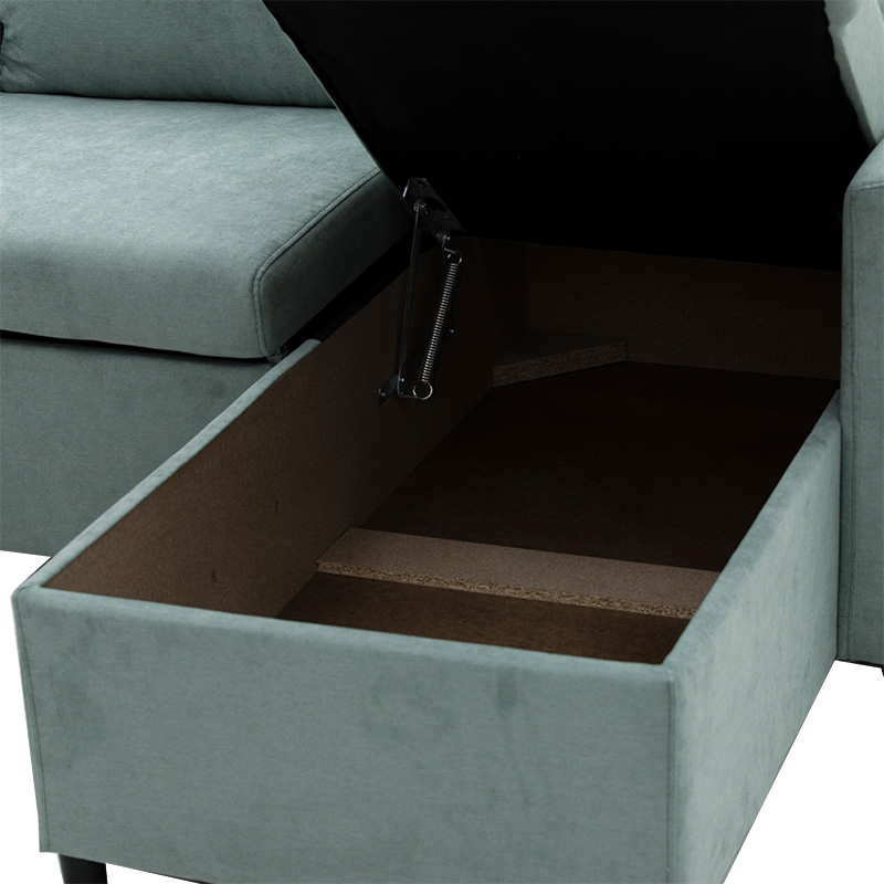 Corner sofa-bed reversible Lilian pakoworld fabric green mint 225x148x81cm Corner sofa-bed reversible Lilian pakoworld fabric green mint 225x148x81cm
