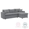 Γωνιακός καναπές-κρεβάτι αναστρέψιμος Lilian pakoworld ύφασμα γκρι 225x148x81εκ