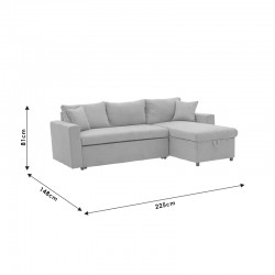Corner sofa-bed reversible Lilian pakoworld fabric grey 225x148x81cm Corner sofa-bed reversible Lilian pakoworld fabric grey 225x148x81cm