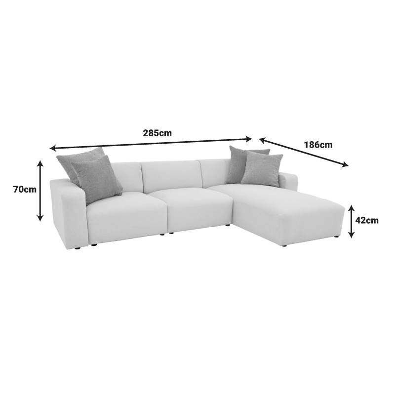 Corner reversible sofa Manimy pakoworld cream color fabric 285x186x95cm Corner reversible sofa Manimy pakoworld cream color fabric 285x186x95cm