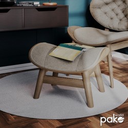 Relax stool Mirto pakoworld solid wood walnut-fabric ivory 63x50x46cm Relax stool Mirto pakoworld solid wood walnut-fabric ivory 63x50x46cm