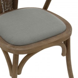 Καρέκλα Dourel pakoworld ύφασμα γκρι-rattan πόδι φυσικό
