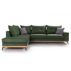 Γωνιακός καναπές δεξιά γωνία Luxury II pakoworld ύφασμα κυπαρισσί-ανθρακί 290x235x95εκ