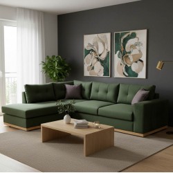 Corner sofa Boston pakoworld right corner fabric dark green-dark grey 280x225x90cm