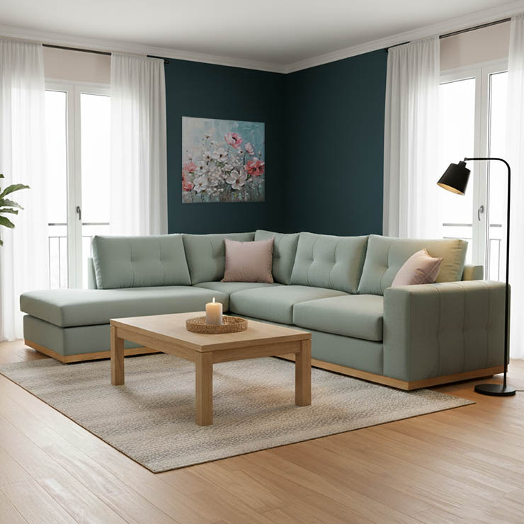 Γωνιακός καναπές δεξιά γωνία Boston pakoworld ύφασμα ciel-cream 280x225x90εκ