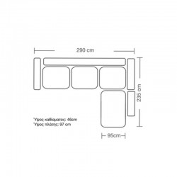 Corner sofa Boston pakoworld left corner fabric mocha-cream 290x235x95cm