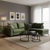 Corner sofa Romantic pakoworld left corner fabric dark green-dark grey 290x235x95cm