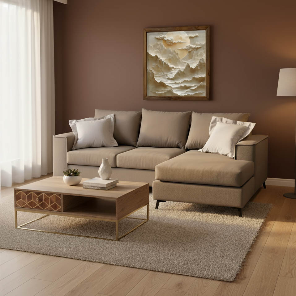 Corner sofa Fabulous pakoworld reversible fabric mocha-cream240x165x95cm