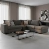Reversible polymorphic sofa London pakoworld  grey fabric-light grey cushions 296x246x95cm