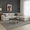 Reversible polymorphic sofa London pakoworld light grey fabric-grey cushions 296x246x95cm