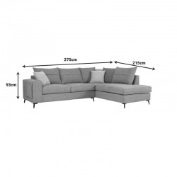 Left corner sofa Montana pakoworld grey-beige fabric-light grey cushions 275x215x93cm Left corner sofa Montana pakoworld grey-beige fabric-light grey cushions 275x215x93cm