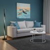 Verona pakoworld 3-seater sofa light grey fabric with blue cushions 225x93x100cm