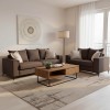 Verona pakoworld 2 pieces sofa set dark grey fabric with beige-colored cushions