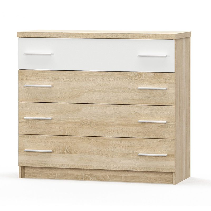 Chest of 4 drawers Geneva pakoworld color natural-white 103x40x92cm Chest of 4 drawers Geneva pakoworld color natural-white 103x40x92cm