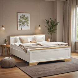 Double Bed Jaden pakoworld color golden oak-white antique 160x200cm Double Bed Jaden pakoworld color golden oak-white antique 160x200cm