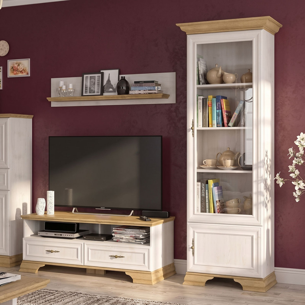 Βιτρίνα Jaden pakoworld golden oak-λευκό antique 70,5x43x197,5εκ
