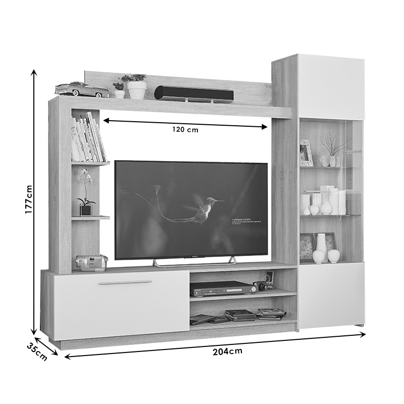 Living room complex June pakoworld sonoma-white color 204x35x177cm Living room complex June pakoworld sonoma-white color 204x35x177cm