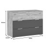 Kantri pakoworld chest of drawers in sonoma - gray shade 109x46.8x80.8cm