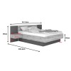 Kantri double bed pakoworld in sonoma - grey shade 160x200cm