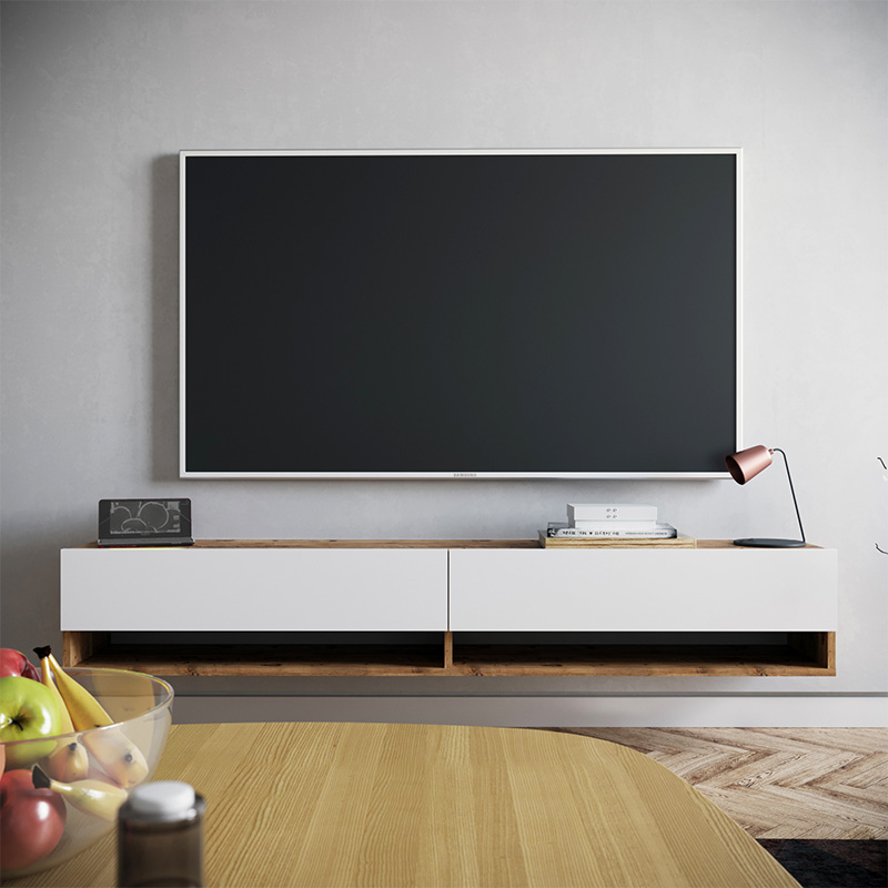 Handra pakoworld wall TV unit in color white-oak 180x31,5x29,5cm Handra pakoworld wall TV unit in color white-oak 180x31,5x29,5cm